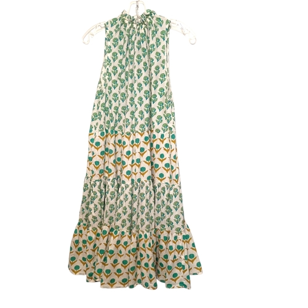 Chelsea & Theodore -Green and Whitew Patterned Sleeveless Dress - Size 2X/2T - Picture 6 of 7